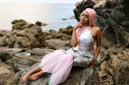 Shimmering Silver Mermaid Tail Costume (Kate Princess Dress