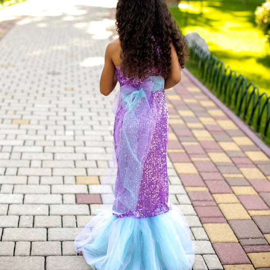 Princess costume for kids – sparkly mermaid seashell top and fishtail skirt – Kate Princess Dress
