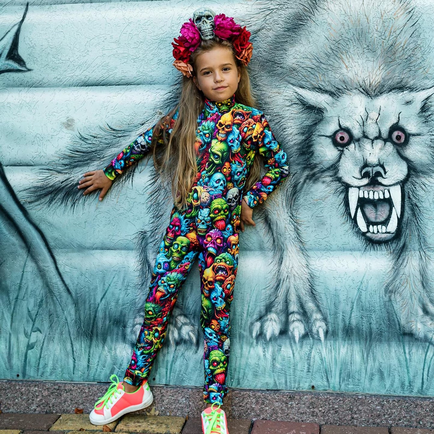 Girl Zombie Halloween Costume, Spooky Bodysuit