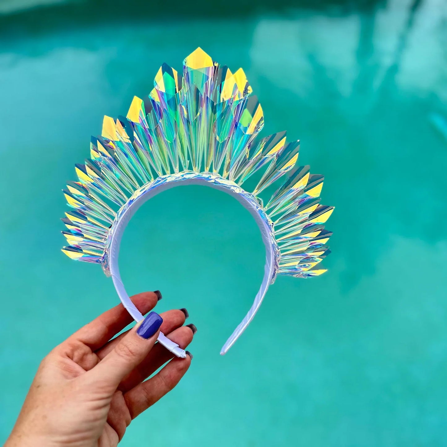 Girls Rainbow Mermaid Crown – Sequin Tiara for Princess Costume