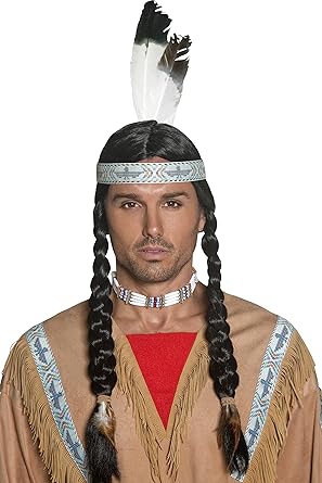Smiffy's Native Indian Wig Plaits with Feather Headband