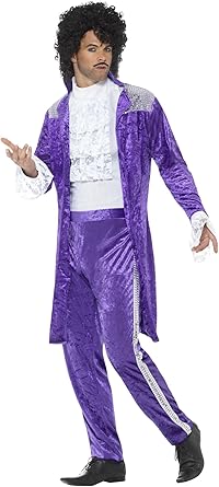 Smiffys Men's 80s Purple Musician Costume