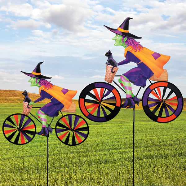 20-Inch Witch Bike Spinner | Halloween Garden Decor by Premier Kites