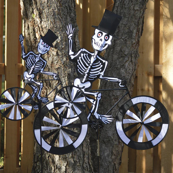 20 in. Skeleton Bike Spinner | Spooky Outdoor Decor