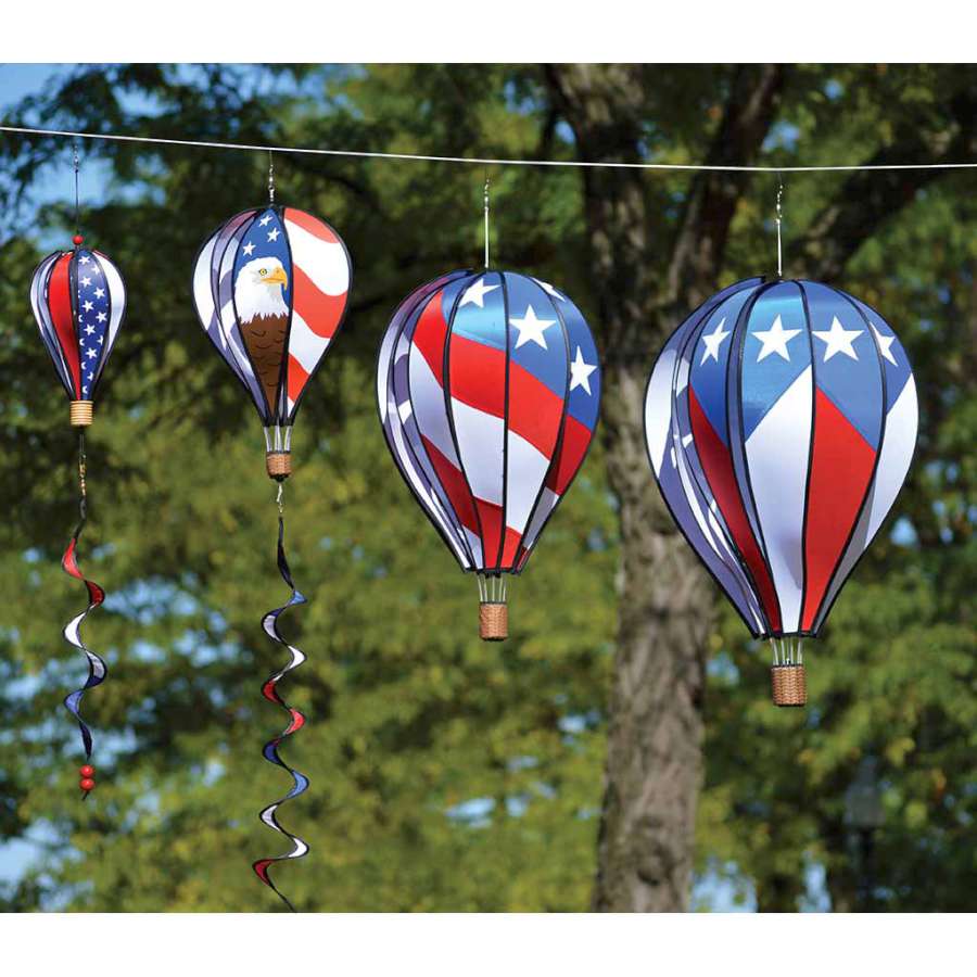 22 in. Patriotic Hot Air Balloon | Colorful Garden Decor