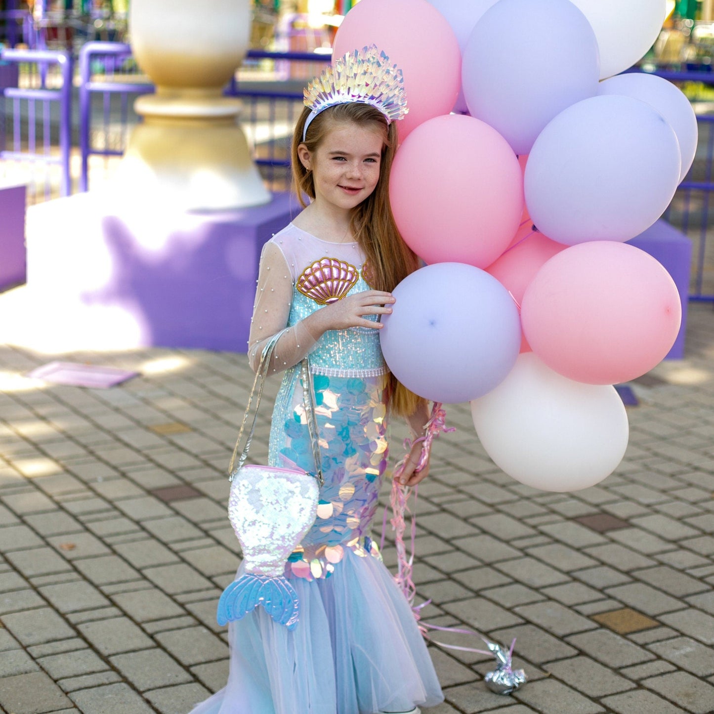 Turquoise sequin coin purse for girls princess costume – Kate Princess Dress