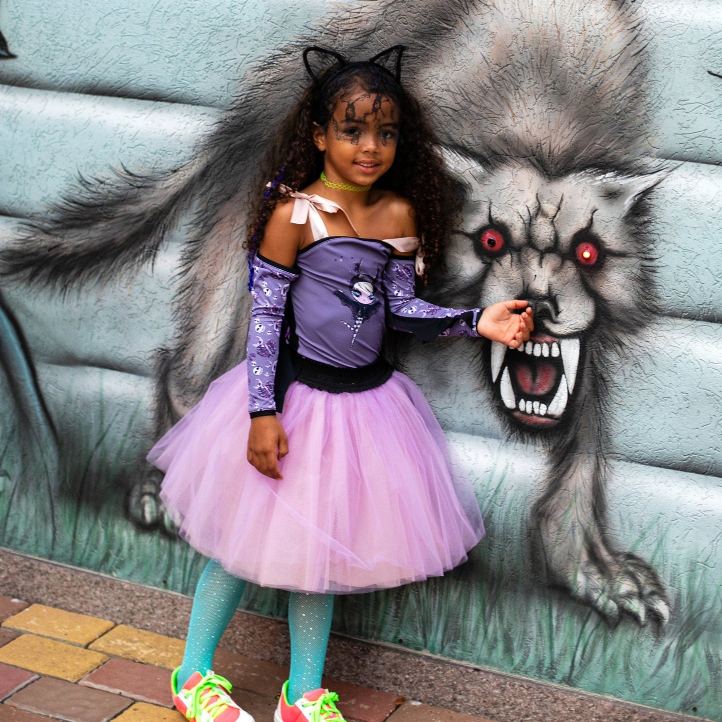 Halloween Black Cat Ears Headband Gothic Veil Headpiece