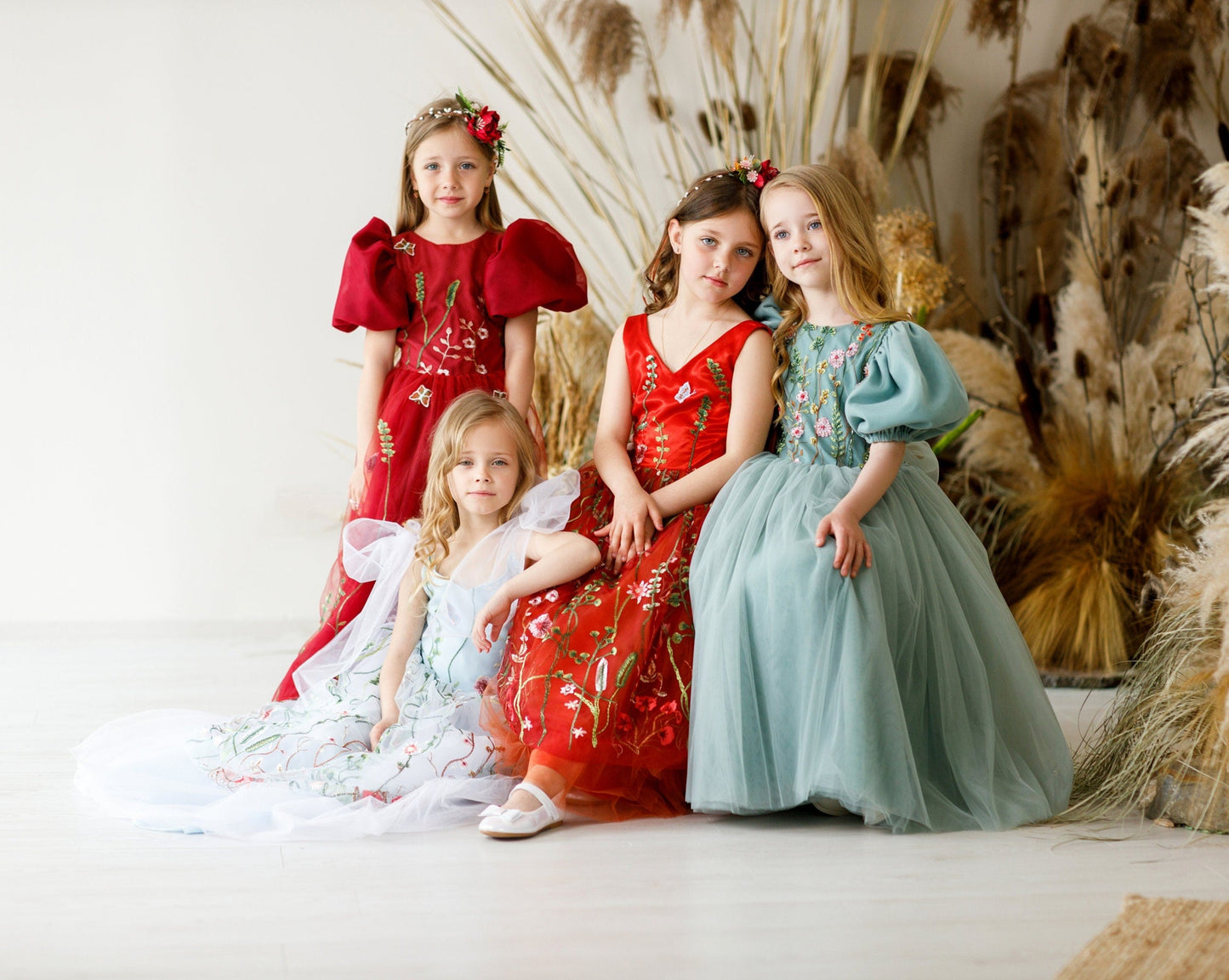 Burn Orange Girl Wedding Dress, Birthday Lace Embroidered Dress