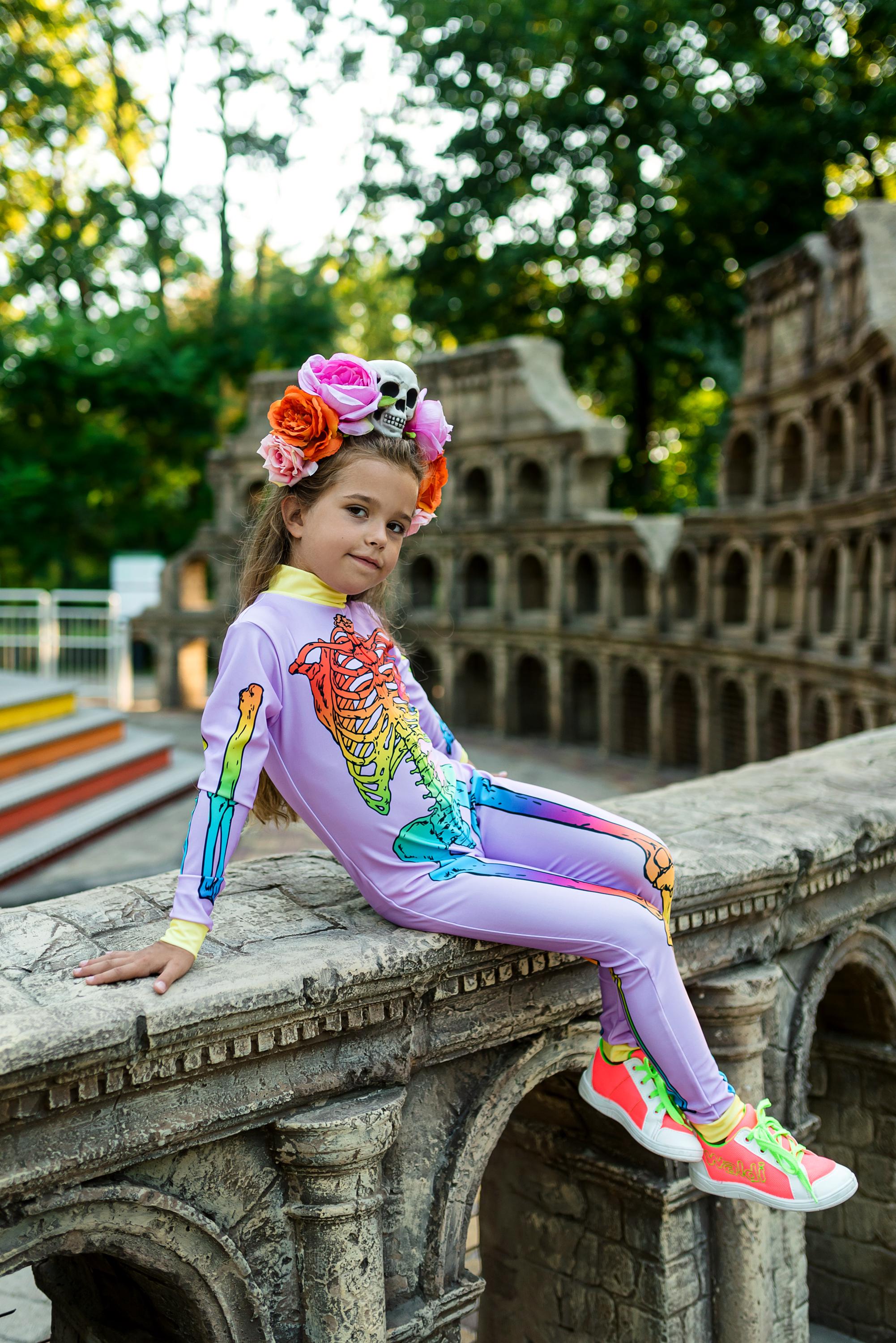 Glow-in-the-Dark Skeleton Jumpsuit for Girls - Halloween Costume