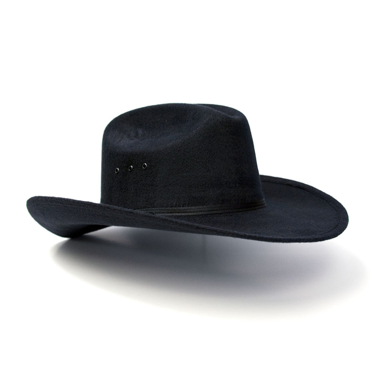 Black Faux Felt Western Cattleman Hat with Black Hat Band