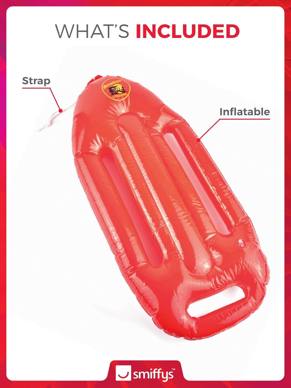 Smiffys Baywatch Lifeguard Inflatable Float Prop Red