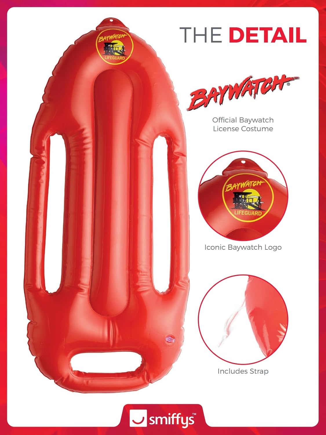 Smiffys Baywatch Lifeguard Inflatable Float Prop Red