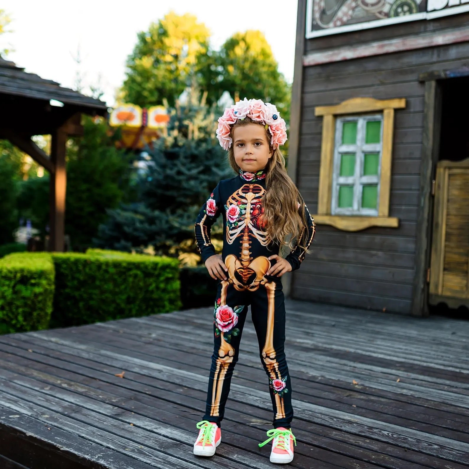 Girls Skeleton Bones Bodysuit – Funny Sugar Skull Jumpsuit