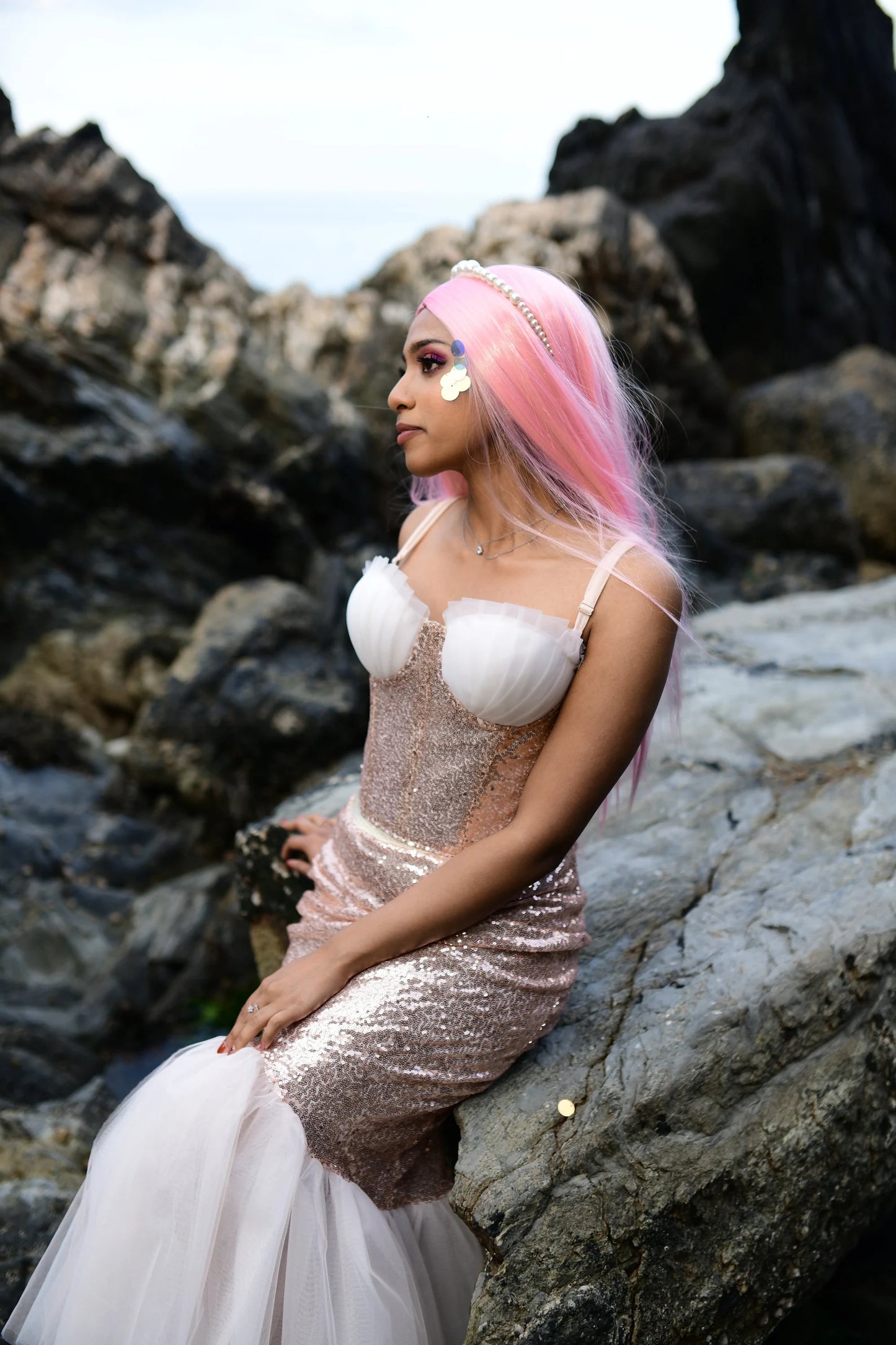 Blush Pink Mermaid Tail Costume Set - Perfect for Halloween Parties