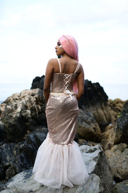 Blush Pink Mermaid Tail Costume Set - Perfect for Halloween Parties