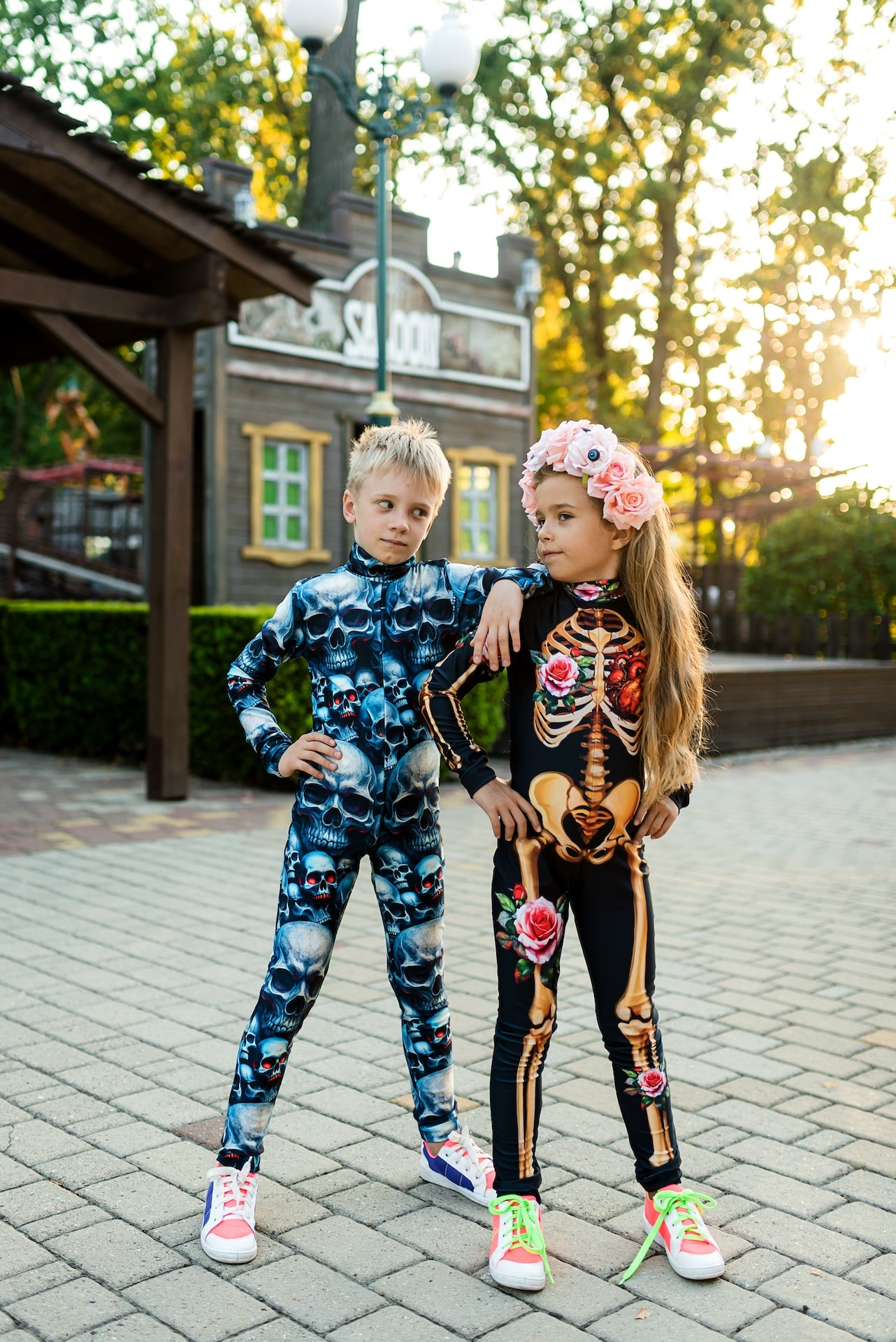 Girls Skeleton Bones Bodysuit – Funny Sugar Skull Jumpsuit