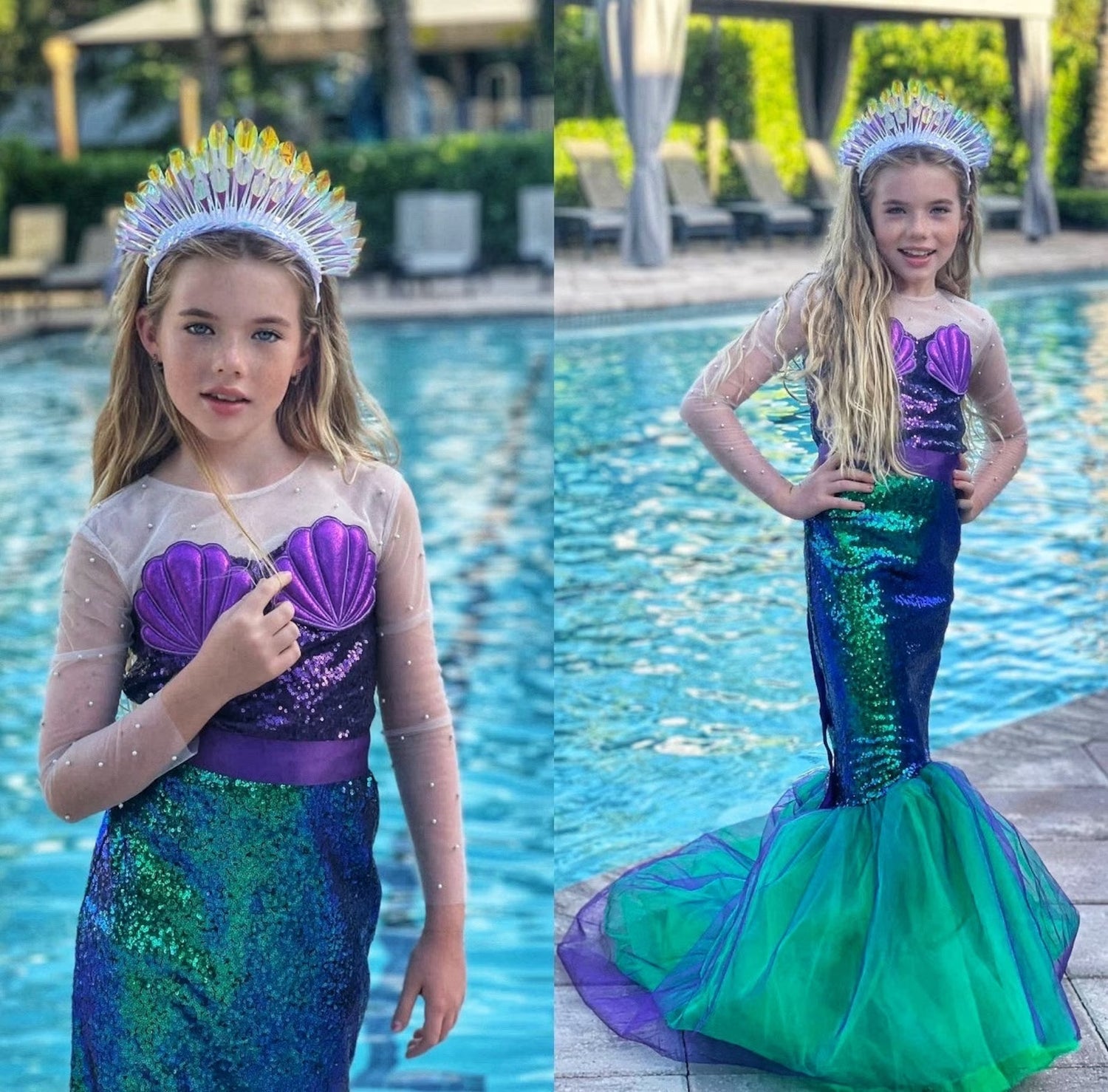 Mermaid dress girls turquoise fishtail princess costume – Kate Princess Dress
