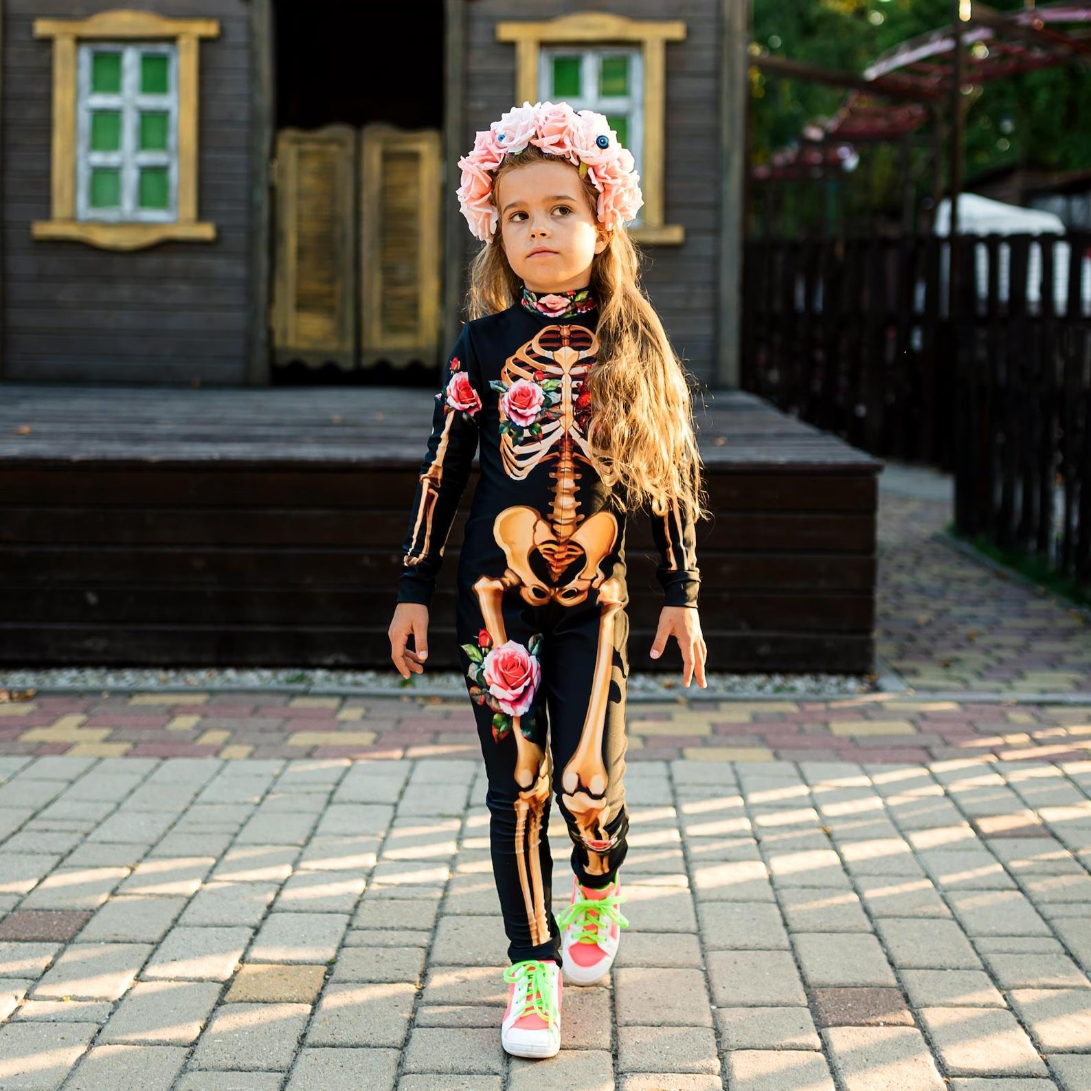 Girls Skeleton Bones Bodysuit – Funny Sugar Skull Jumpsuit