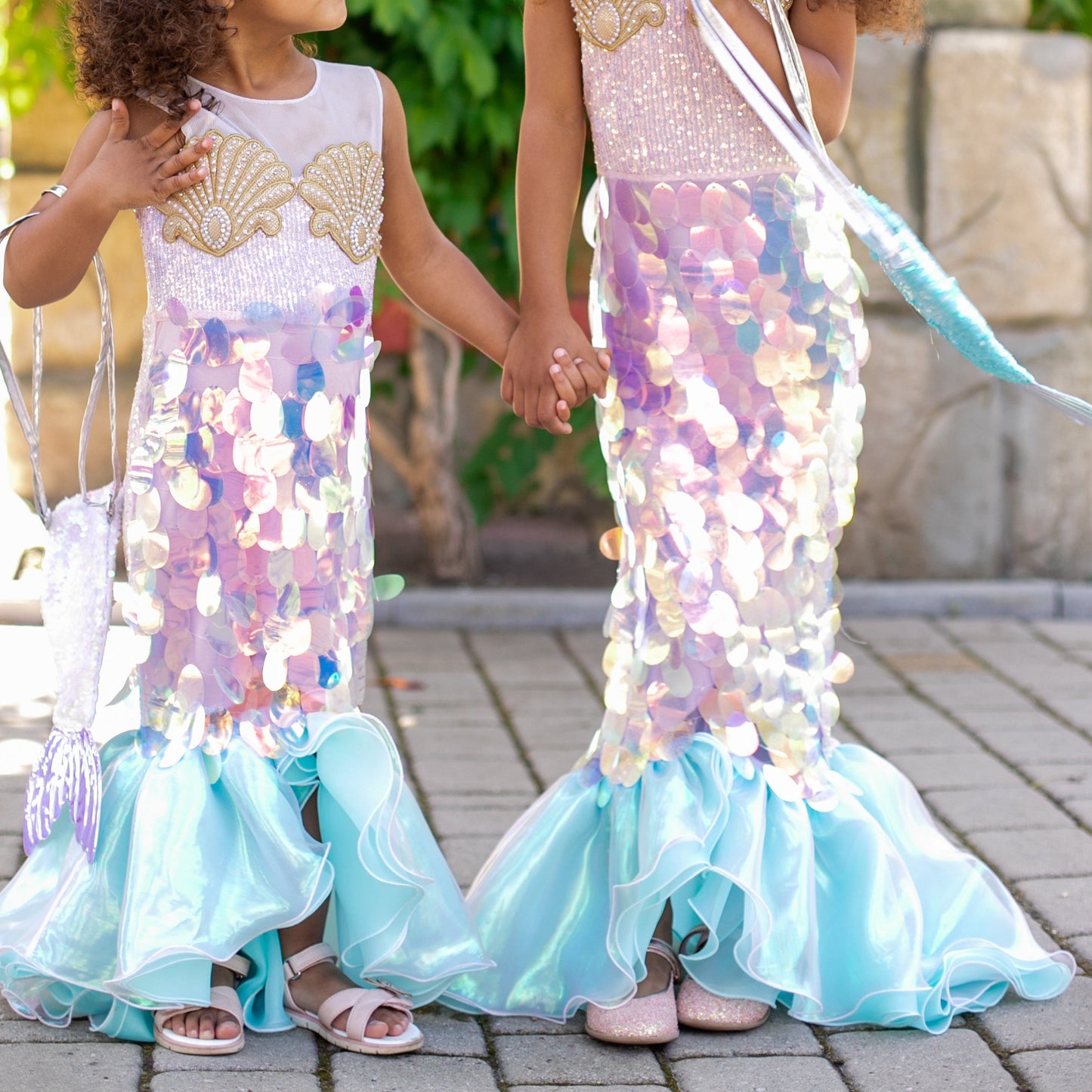 Girls Mermaid Dress Holographic Sequins and Fishtail Design