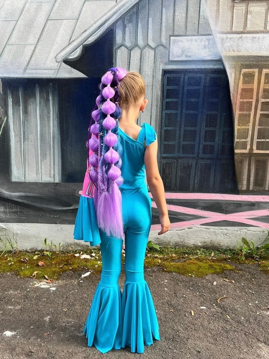 Girls Turquoise Halloween Bodysuit –  Mermaid Tail Costume