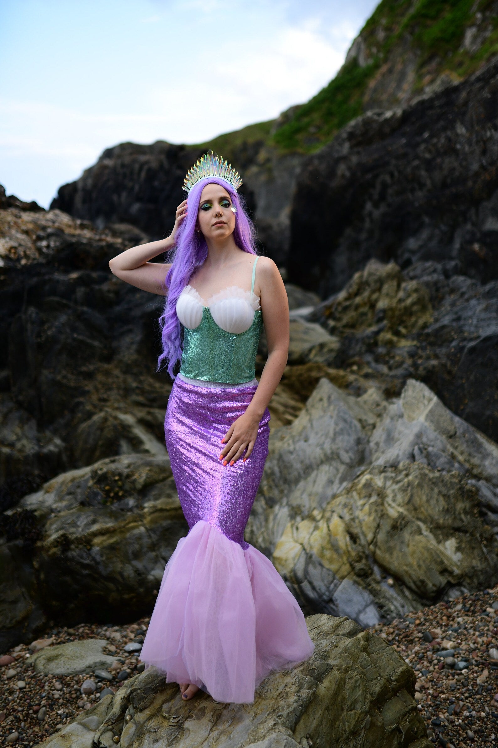 Lavender Fish Tail Skirt & Mint Top for Adults - Perfect for Cosplay & Halloween