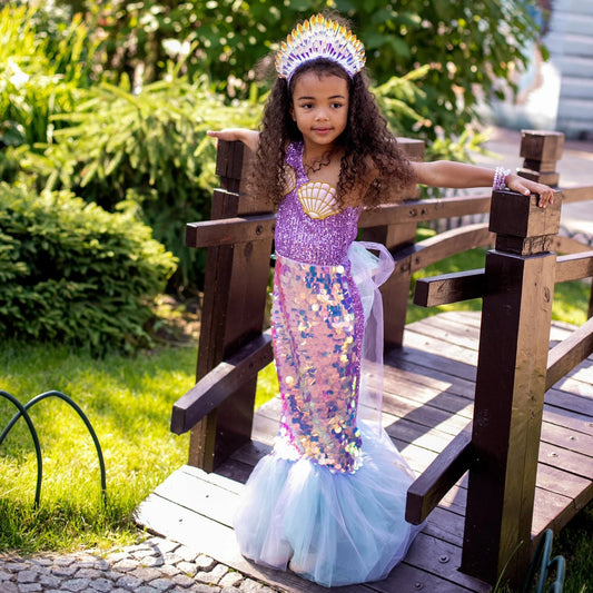 Mermaid costume for girls – turquoise holographic fishtail dress – Kate Princess Dress