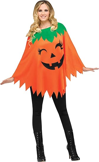 Pumpkin Poncho For Halloween for Women Adult Size