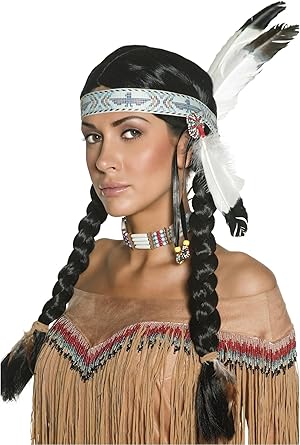 Smiffy's Native Indian Wig Plaits with Feather Headband