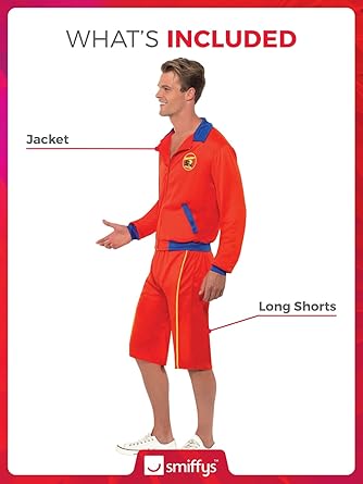 Smiffys Baywatch Beach Men's Lifeguard Costume