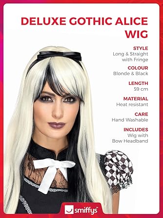 Smiffys Women's Deluxe Gothic Alice Wig