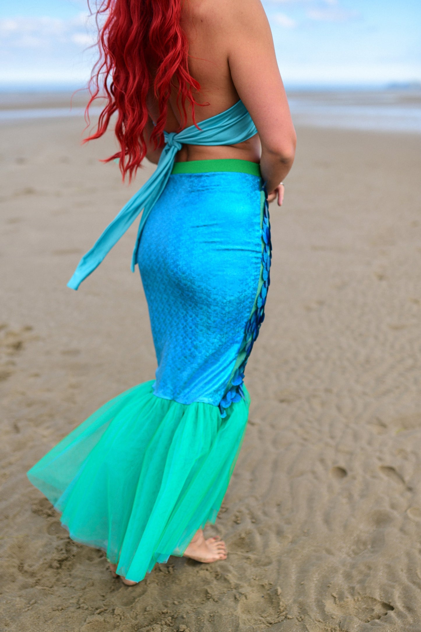 Turquoise Mermaid Tail Costume,  Halloween Fish Tail Skirt & Top