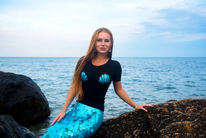 Sequin Mermaid Tail Skirt & Black Shell Tee