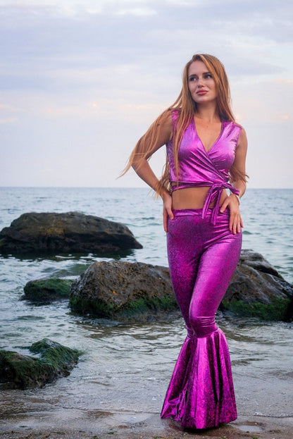 princess costume, mermaid costume, under the sea costume — bright pink leggings with fishtail, sequins shimmer – Kate Princess Dress