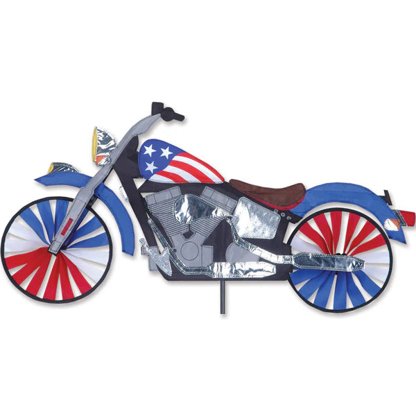 32 in. Patriotic Motorcycle Spinner | Eye-Catching Outdoor Decor