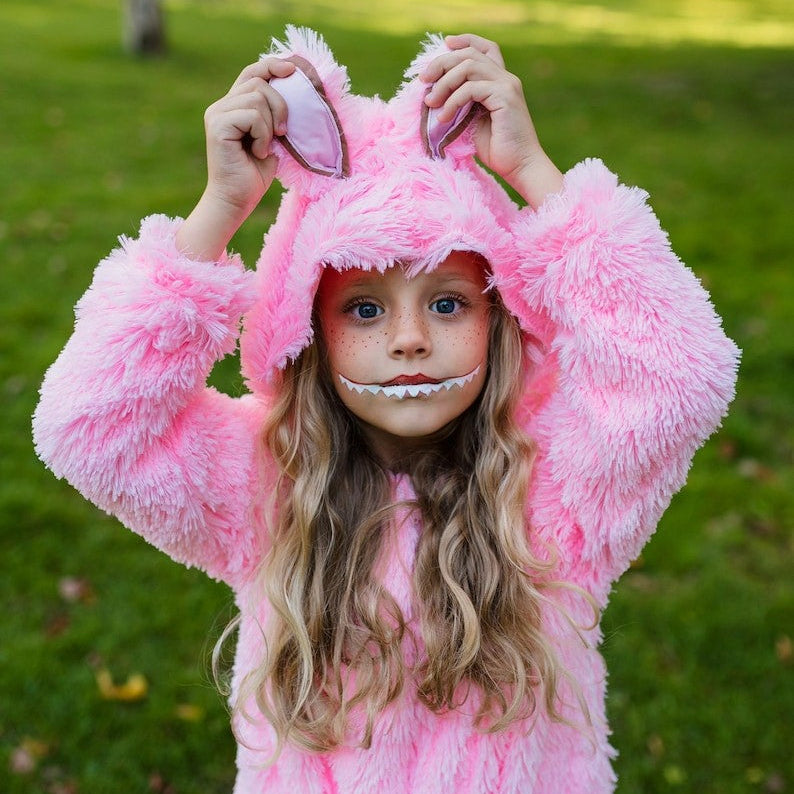 princess costume, mermaid costume, under the sea costume; pink labubu-style monster front view; holographic, sequins – Kate Princess Dress