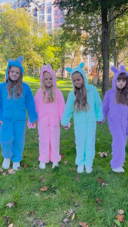 Pink cute monster jumpsuit for kids - cozy hood, soft fleece, and photo-ready fun for Halloween parties