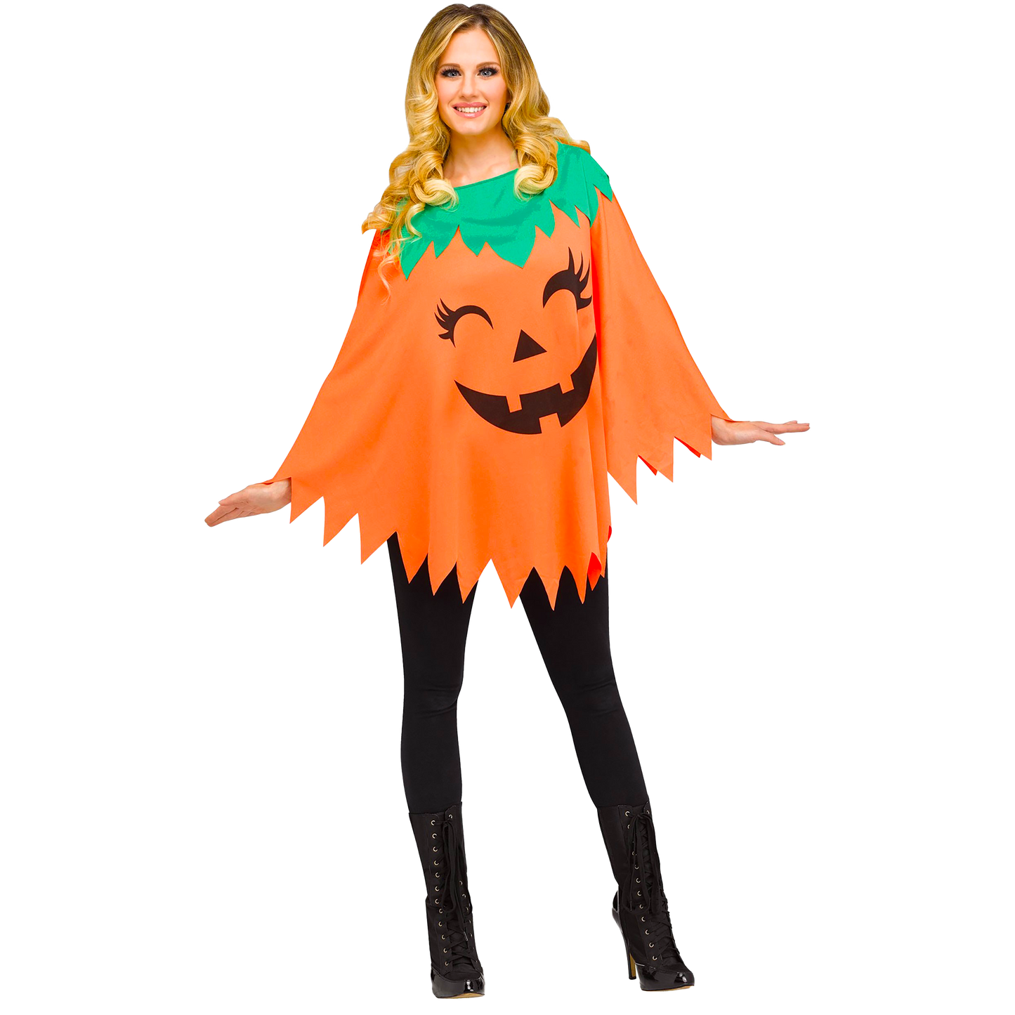 Pumpkin Poncho For Halloween for Women Adult Size