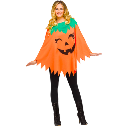 Pumpkin Poncho For Halloween for Women Adult Size