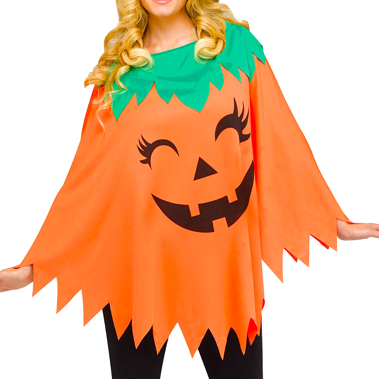 Pumpkin Poncho For Halloween for Women Adult Size