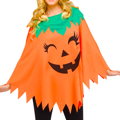 Pumpkin Poncho For Halloween for Women Adult Size