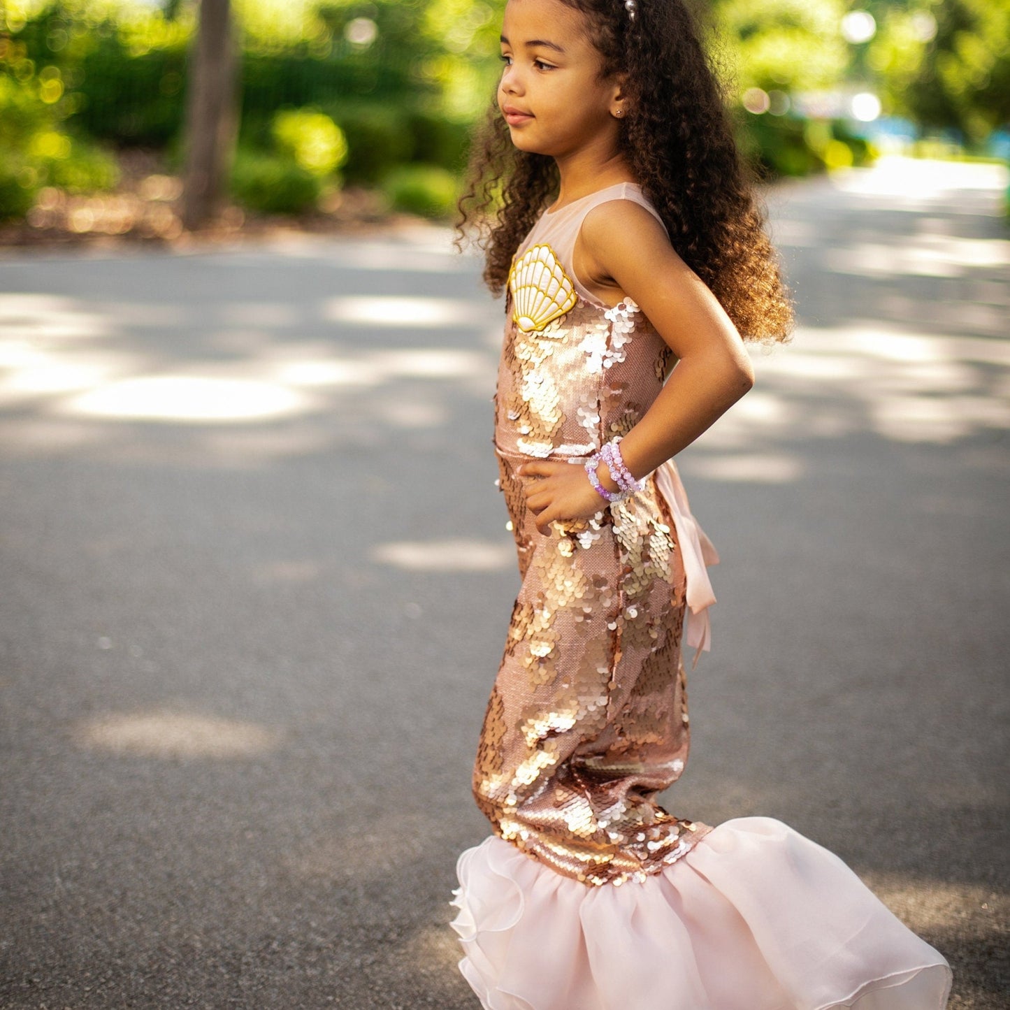 Blush pink mermaid fishtail dress with tulle skirt – Kate Princess Dress