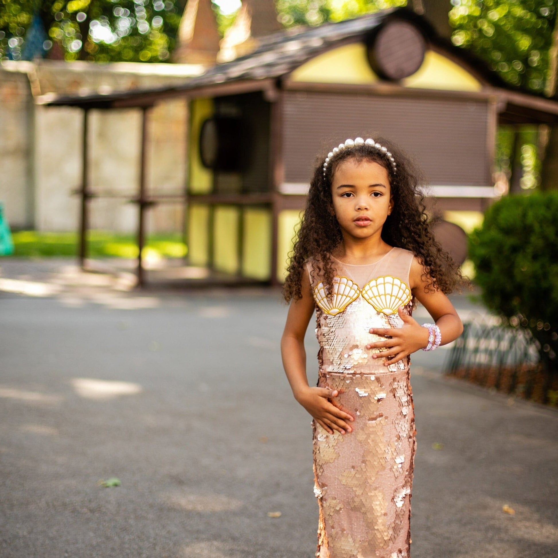 Under the sea blush pink mermaid dress with fishtail – Kate Princess Dress