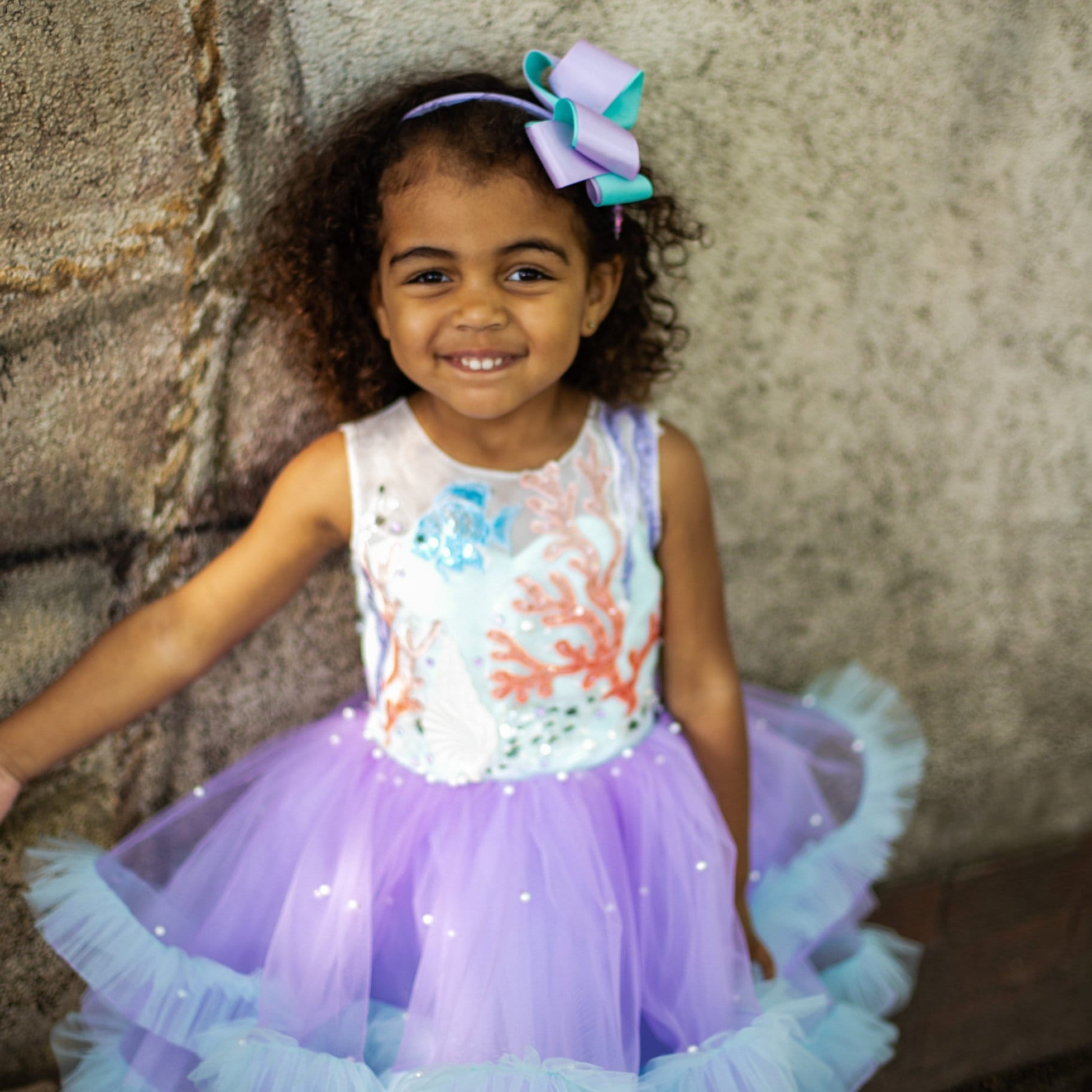 Sea Princess Dress, Mermaid Ruffle Tutu, Flower Birthday Dress