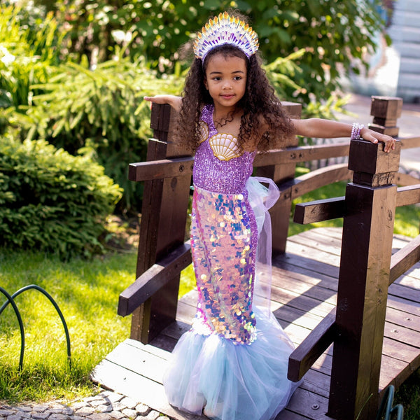 Mermaid Tail Halloween Dress, Girl Princess Birthday Dress