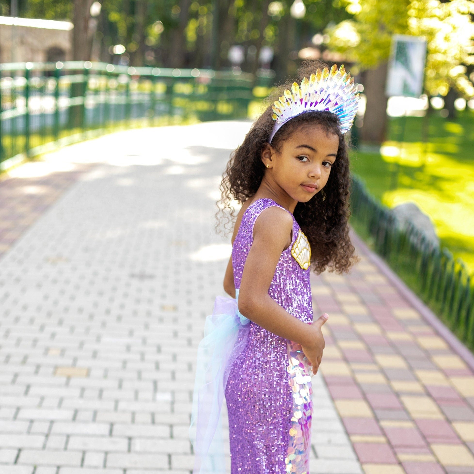 Mermaid Tail Halloween Dress, Girl Princess Birthday Dress