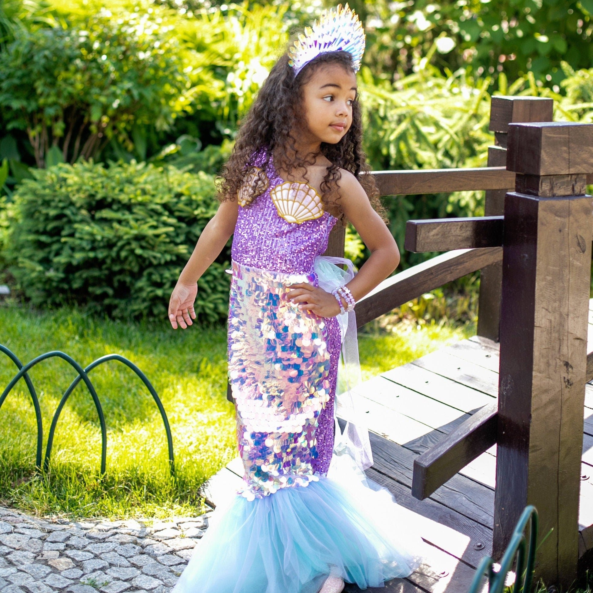 Mermaid Tail Halloween Dress, Girl Princess Birthday Dress