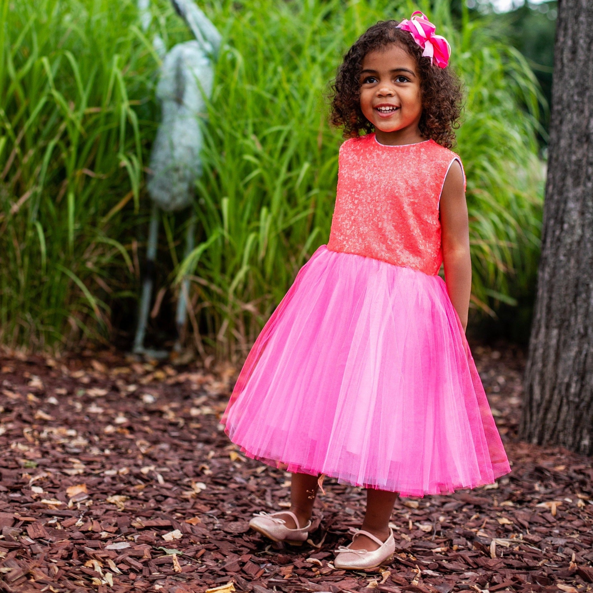 Peach Flower Girl Dress, Birthday Christmas Party Tulle Tutu