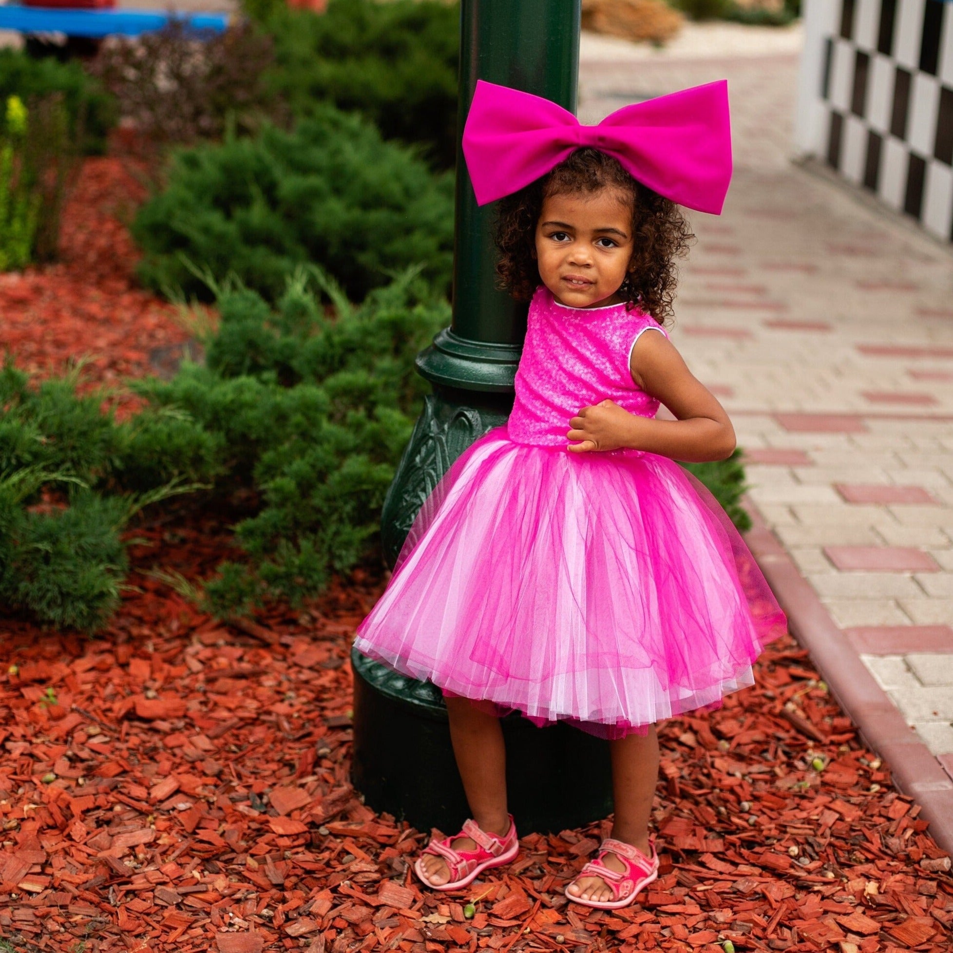 Pink Birthday Girl Tutu Dress With Glitter Sequin Wedding Dress