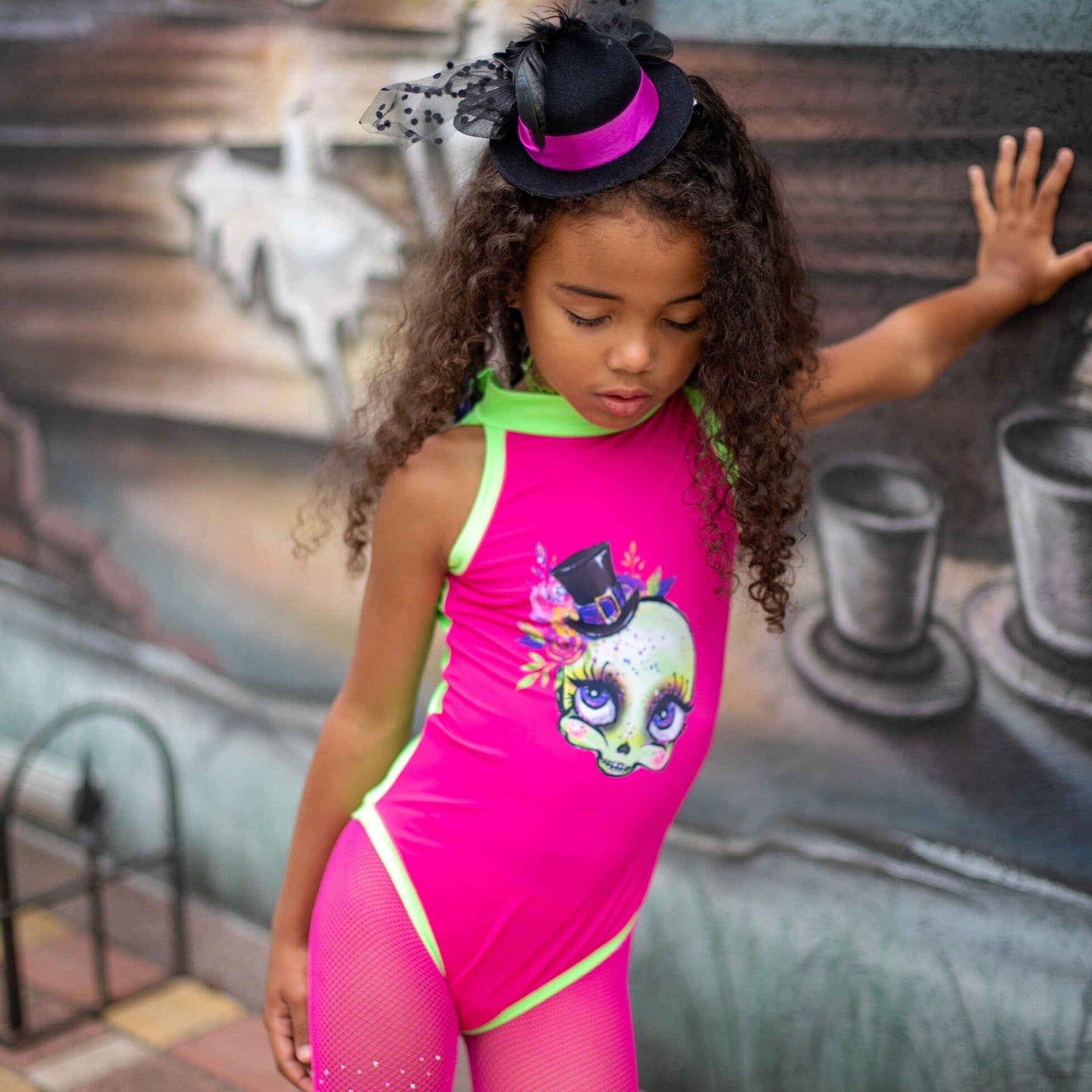 Pink Halloween Bodysuit Girls, Kids Pool Party Suit