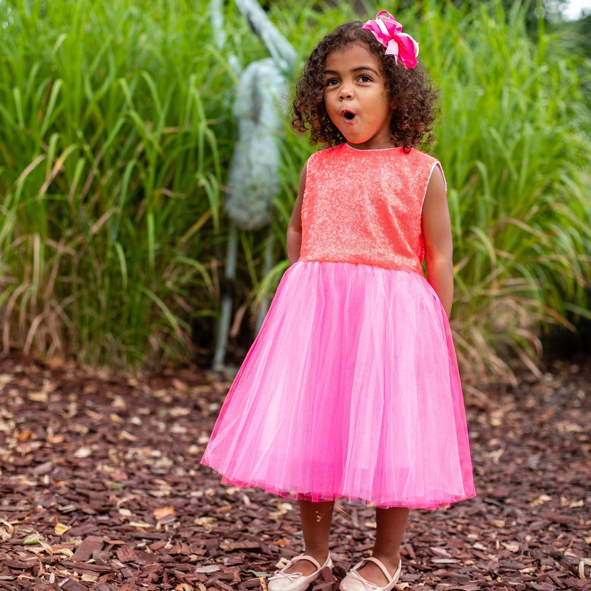 Peach Flower Girl Dress, Birthday Christmas Party Tulle Tutu